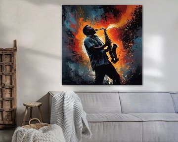 Abstrakte Saxophonist Silhouette - Ausdrucksstarke Musik Kunst