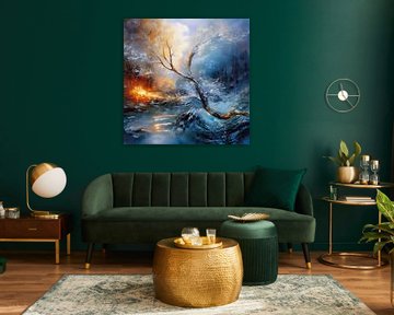 Prachtig wintertafereel in warme kleuren.