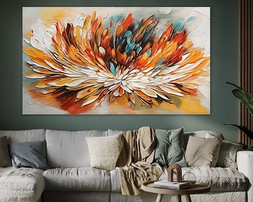 Schilderij grote kleurrijke bloem