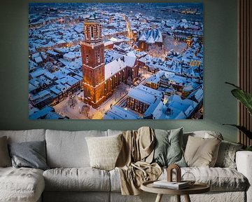Zwolle Peperbus church tower during a cold winter sunset by Sjoerd van der Wal Photography