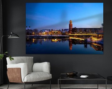 Das Stadtzentrum von Zwolle bei einem kalten Wintersonnenuntergang von Sjoerd van der Wal Fotografie