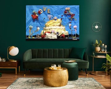 Fubby party with wedding cake and bride. by Sailographic Paula