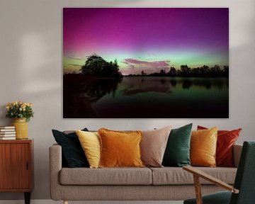 Noorderlicht in de nachtelijke hemel boven Nederland van Sjoerd van der Wal Fotografie