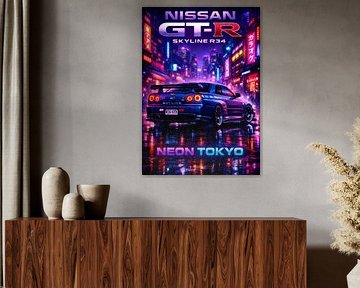 Nissan GT-R R34 Neon Tokio Kunst
