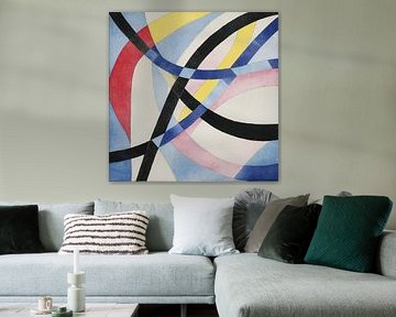 Abstracte vlakken in rood, blauw en zwart