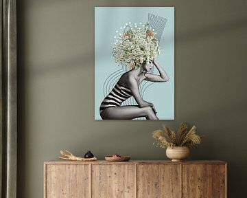 Blumenfrau mit Streifen