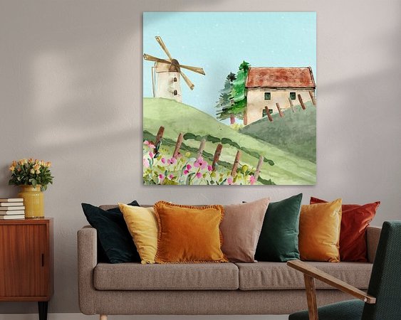 Voorbeeld van het werk in een kamer