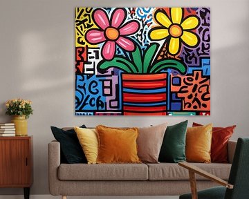 Flower in Jar | Flowers with Watercolour Background by ARTEO Paintings