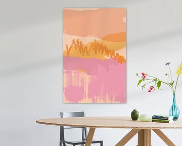 Colorful abstract landscape painting in neon and pastel colors by Abstract Minimalist Art
