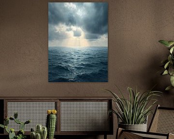 Vergulde Afdaling: Hemelse zonnestralen doorboren stormachtige houtskoolwolken