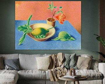 Heinrich Hoerle - Nature morte à la fleur de grenade et aux citrons (1933) sur Peter Balan