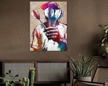 Joueur de fléchettes art sportif #fléchettes