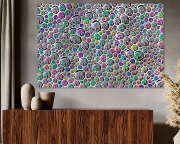 Selfie der Reflexion in Blasen aus Meeresschaum.