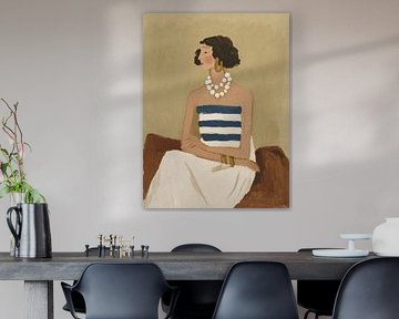 Pariser Pause, Porträt in Erdtönen und Blau