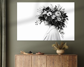 Portret met bloemenkroon