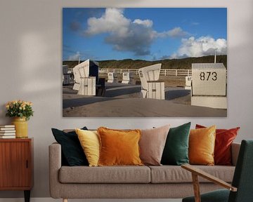 Beach chairs on Sylt after stormy weather