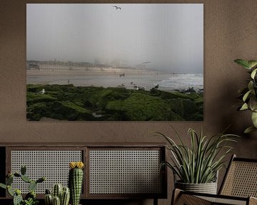 Westerland with beach in the deep fog on Sylt