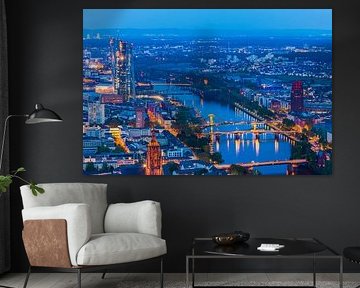 Frankfurt am Main with the cathedral and the ECB in the evening by Werner Dieterich