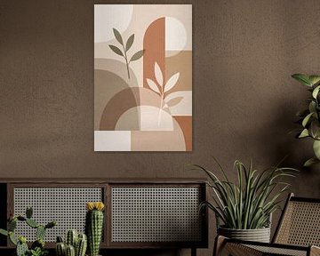 Calme botanique abstrait dans des formes géométriques terreuses