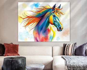 Paard in coloursplash