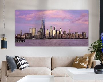 Lower Manhattan Skyline at Sunset - Panorama by Melanie Viola