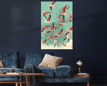 Retro Flamingo Illustration von Lauren Wilde