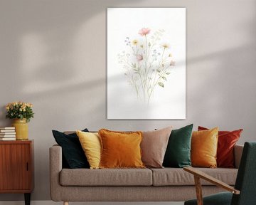Minimalistische Wildblume Botanische Wandkunst