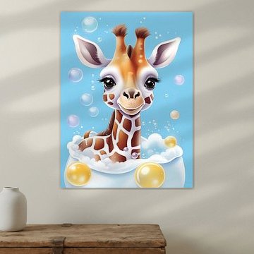 Giraffe im Schaumbad