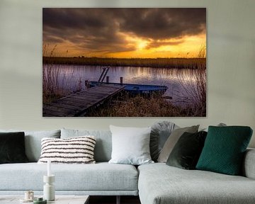 Boot auf dem Ringkanal bei Sonnenuntergang