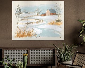 Winter Farm Landscape von Ariadna de Raadt-Goldberg