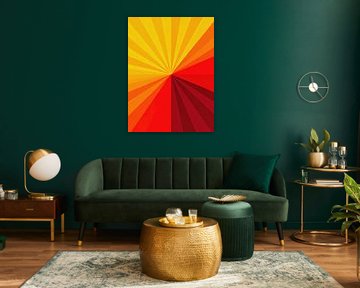Soleil géométrique radial moderne abstrait du milieu du siècle - Vibrant Retro Sunburst