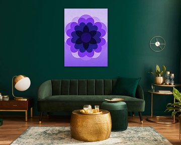 Minimalist Abstract Lavender Flower - Modern Purple Geometric Mandala by Minggu Galeri