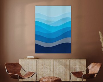 Abstrait Minimaliste Coastal Gradient Wave - Deep Blue Tranquil Waves