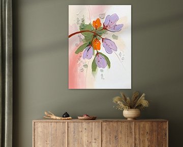 Modern Abstract Lente Boeket - Lila & Oranje Bloemen