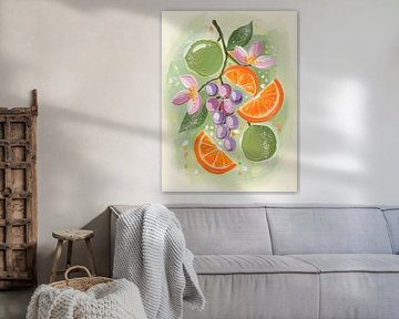 Modern Abstract. Fris Fruit en Bloesem in Kleuren van de Lente