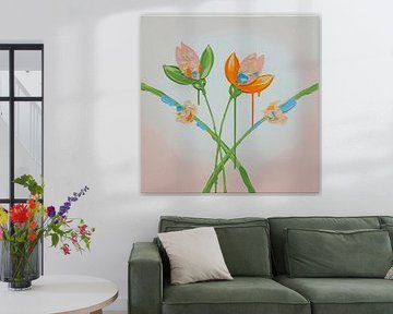 Lentegevoel! Abstracte tulpen in frisse kleuren