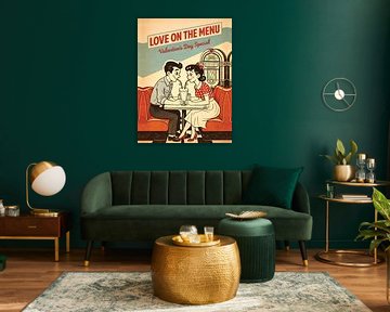 Sweet Love Soda Shop Retro Milkshake Valentine Graphic Portrait by Ramy Salah Hefny