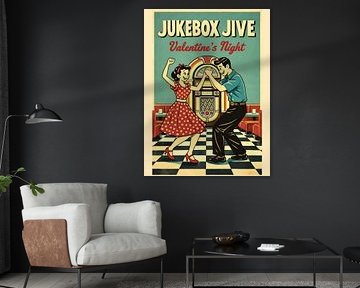 Jukebox Jive Valentine's Night Retro Dance Graphic Portrait by Ramy Salah Hefny