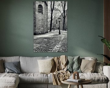 Detail Pieterskerk in Utrecht in winter