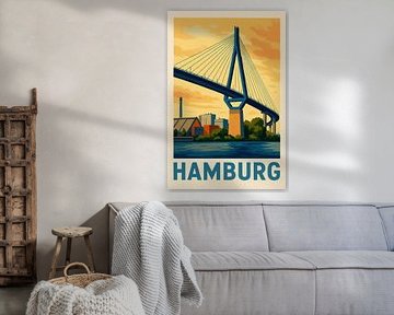 Connection in the light - Köhlbrandbrücke Hamburg by Sabine Wagner