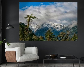 Panorama des schneebedeckten Franz-Josef-Gletschers in Neuseeland