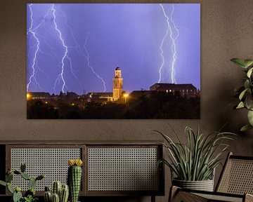 Lightning above the city of Zwolle by Marcel Bil