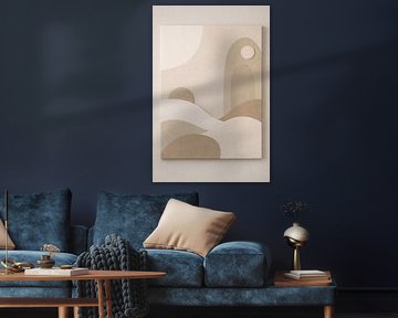 Paysage abstrait minimaliste dans des tons neutres et doux