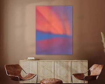 Aurora borealis. Abstract minimalist landscape in neon colors by Dina Dankers