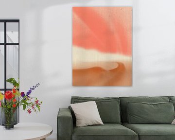 Colorful abstract minimalist landscape in warm pastels by Dina Dankers