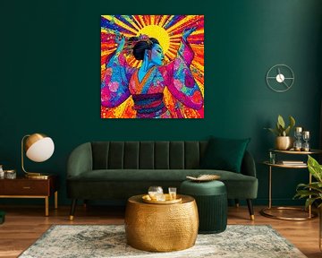 Radiant Geisha in motion - Pop Art by A.D. Digital ART