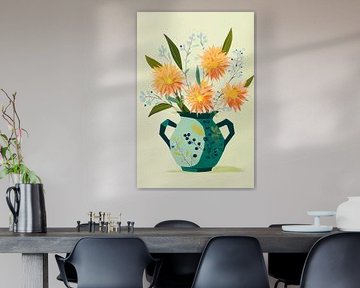 Dahlien in grüner Keramik Nr. 1 von Studio BB