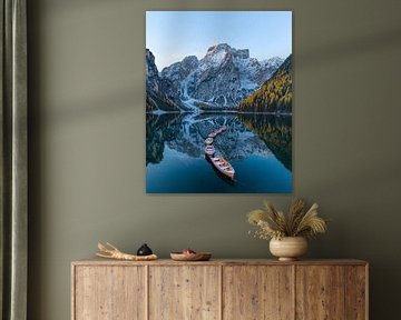 Autumn and snow at Lago di Braies in the Italian Dolomites by Ewold Kooistra