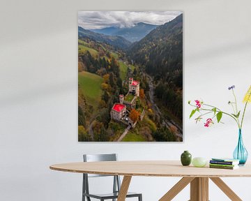 Historic castle in the Dolomites during autumn by Ewold Kooistra