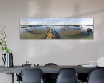 Hoogwater in de IJssel, breed panorama van Paul Oostveen